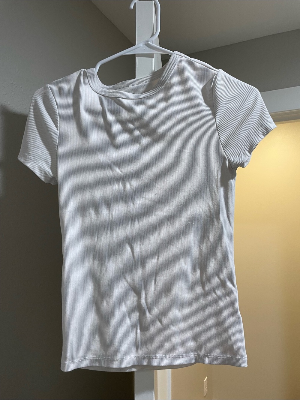 No Boundaries Cream Ribbed Short Sleeve Crew Top